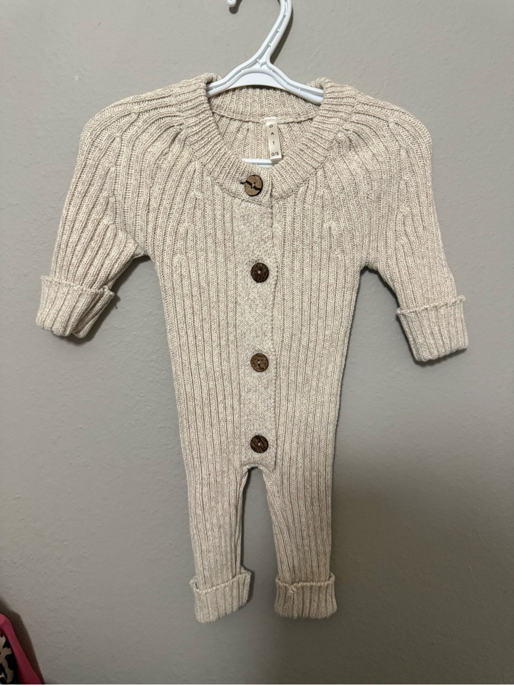 Powder’ Ribbed Knit Playsuit 0-6 - Picture 3 of 3